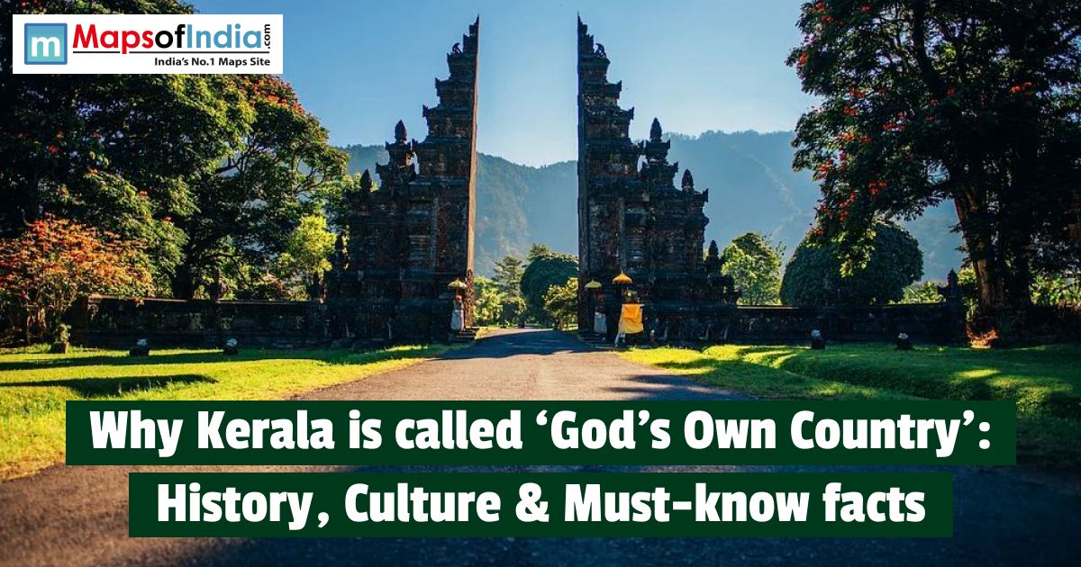 Stone temple gate surrounded by lush greenery in Kerala, symbolizing why Kerala is called God’s Own Country, highlighting its natural beauty and rich cultural heritage.
