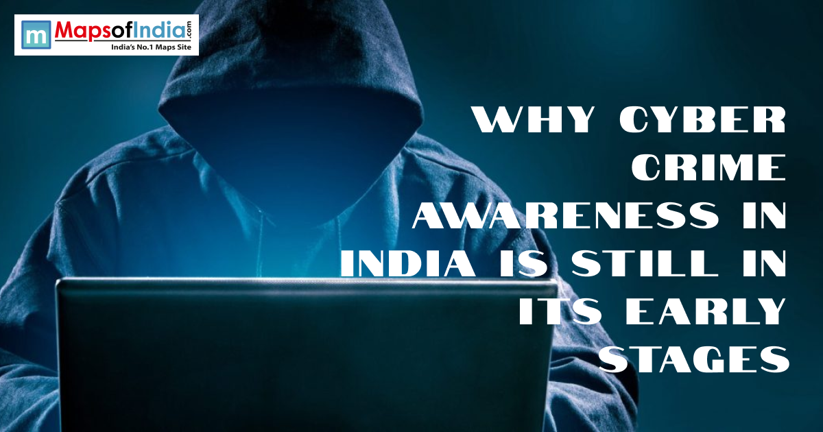 A hooded hacker at a laptop with the text "Why Cyber Crime Awareness in India is Still in its Early Stages."