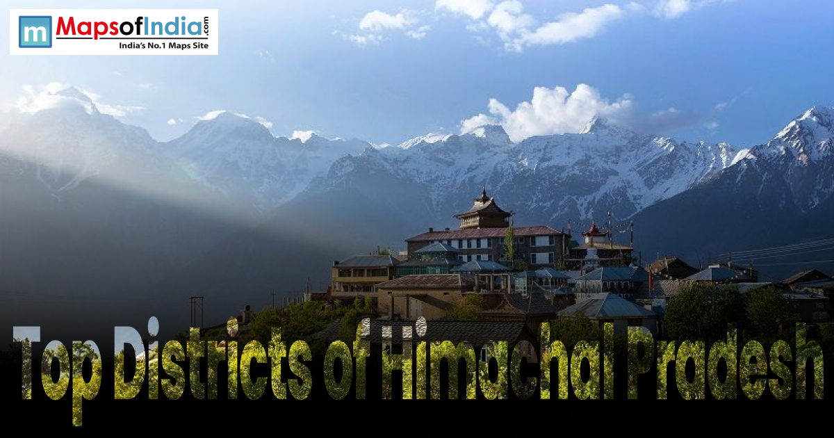 Scenic view of Himachal Pradesh with monastery and snow-capped mountains under blue sky