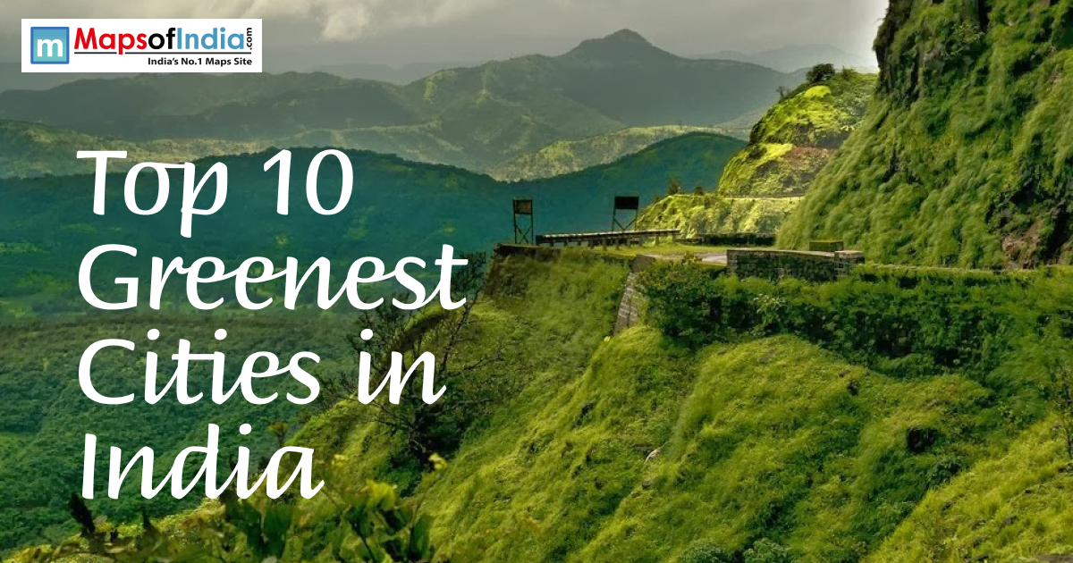 Scenic green hills and winding road representing the top 10 greenest cities in India