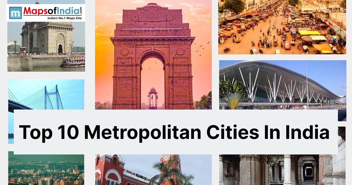 Collage of iconic landmarks and cityscapes representing top metropolitan cities in India with title text
