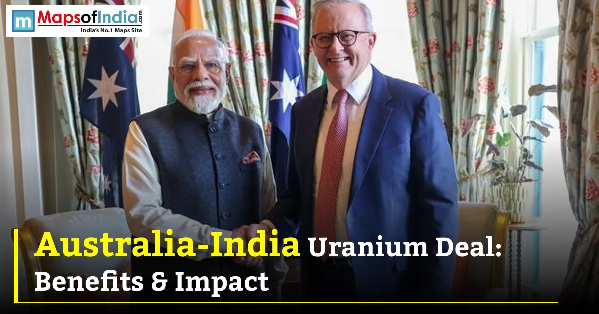 India and Australia leaders during a meeting, highlighting the Australia-India Uranium Deal and its benefits.