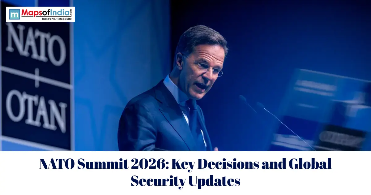 NATO Summit 2026 conference with a leader delivering a speech on global security.