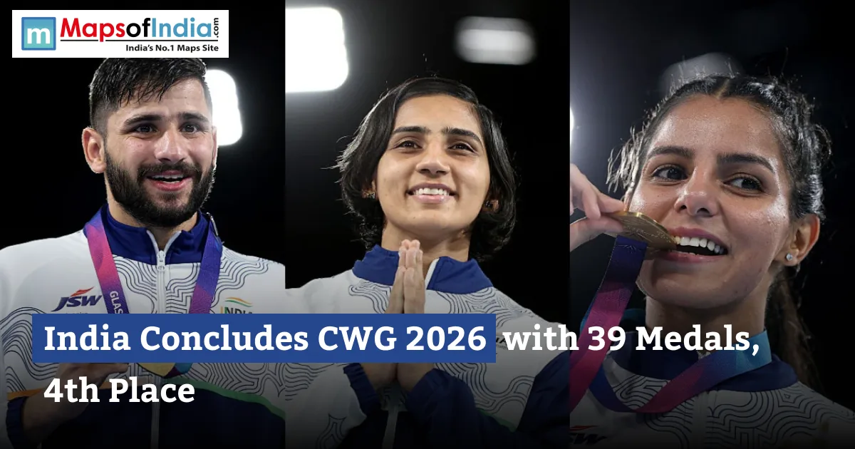 Indian athletes celebrate medal-winning performances as India finishes fourth with 39 medals at the Commonwealth Games 2026 in Glasgow.