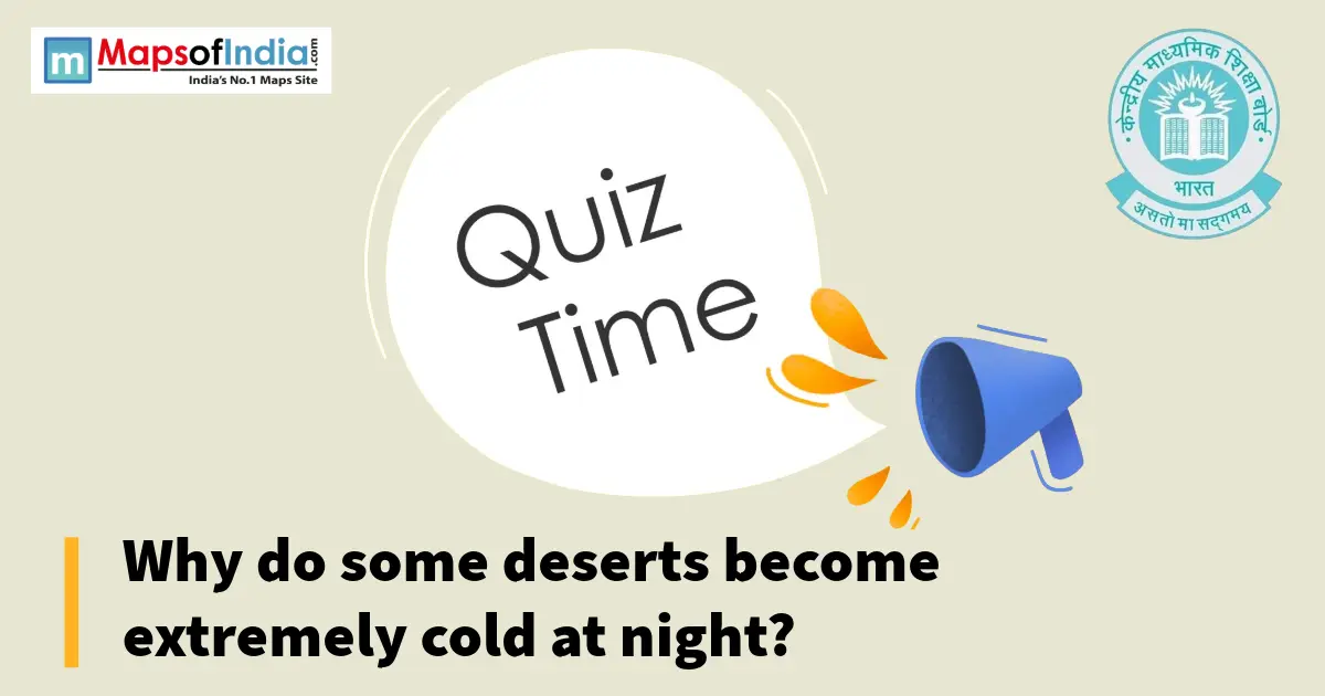 Quiz illustration with question and a student, featuring Maps of India and CBSE logos.