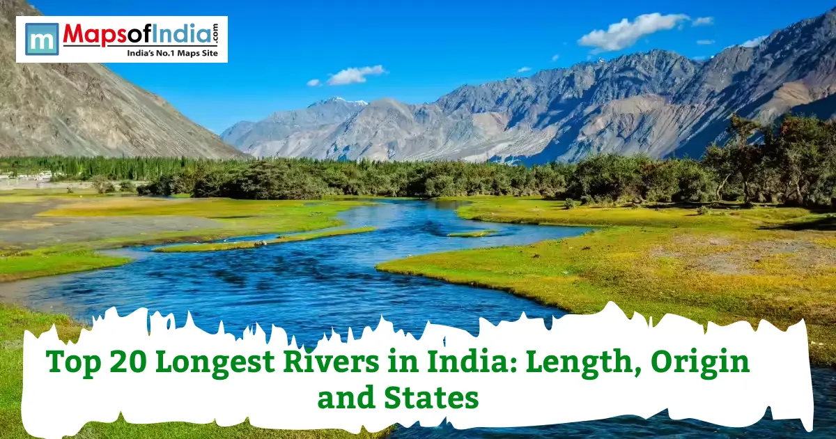 Longest rivers in India with mountain landscape and river
