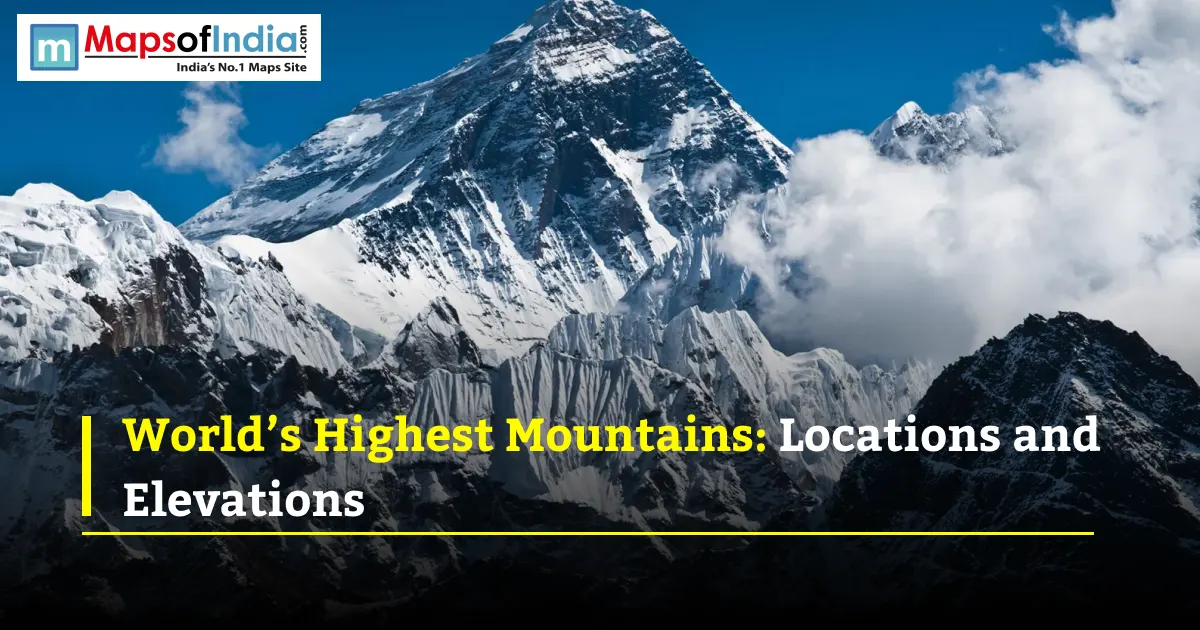 Snow-covered Mount Everest and surrounding Himalayan peaks.