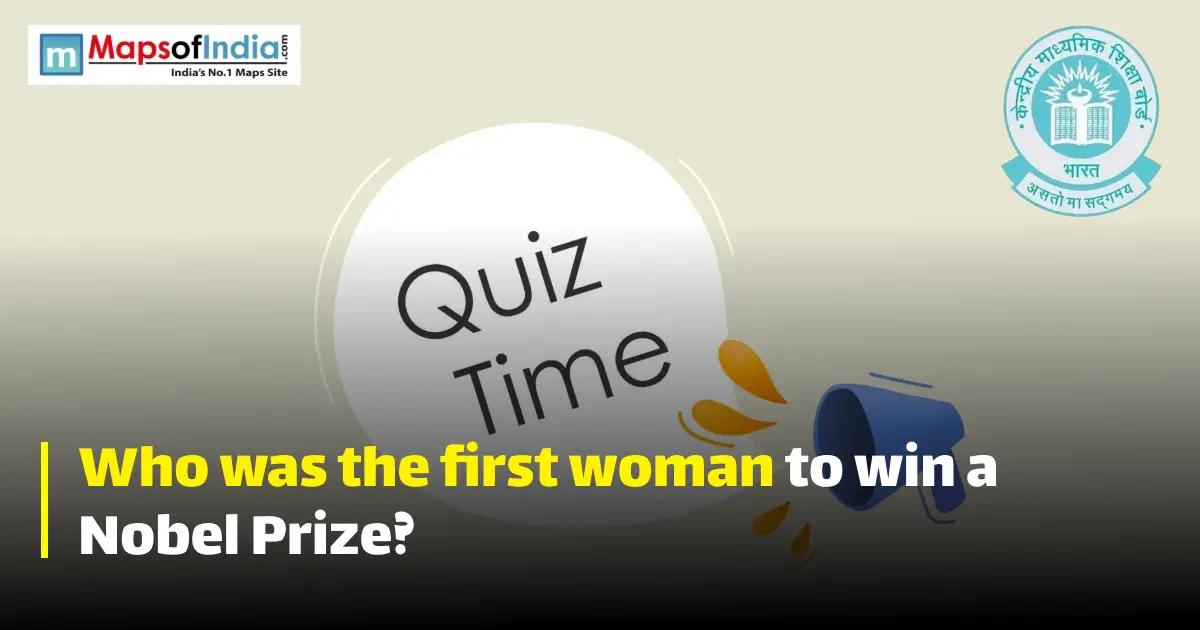 Quiz illustration with question marks and a student, featuring Maps of India and CBSE logos.