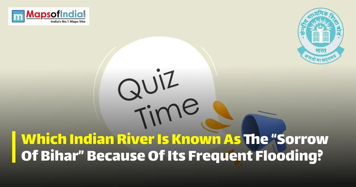 Quiz illustration with question marks and a student, featuring Maps of India and CBSE logos.
