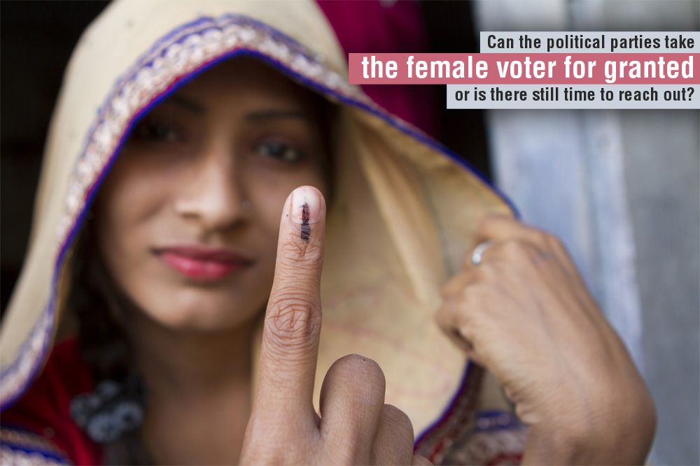 Woman Voter showing voting mark