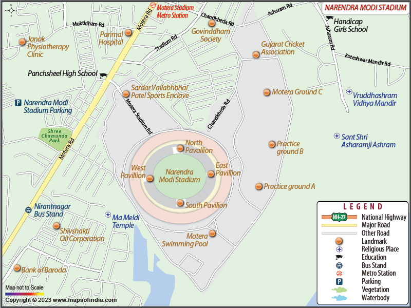Narendra Modi stadium Map