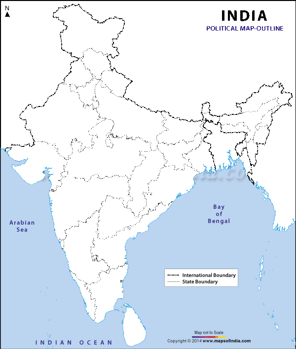 Download Free India Outline Map - Political in GIF Format