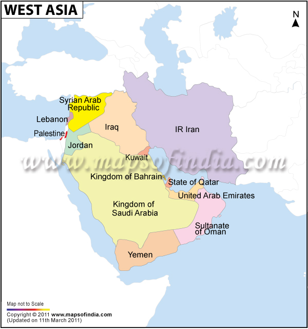 blank political map of middle east