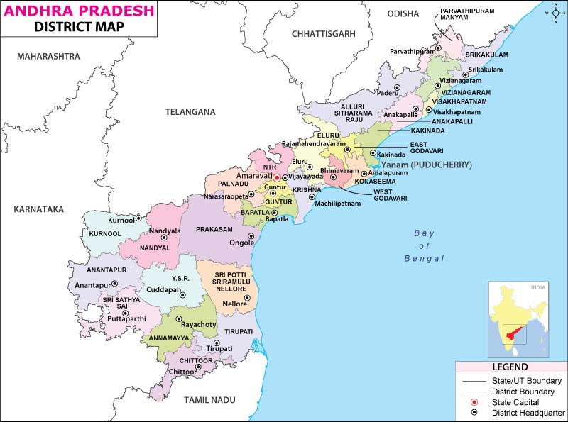 andhra pradesh map with districts names Andhra Pradesh District Map andhra pradesh map with districts names