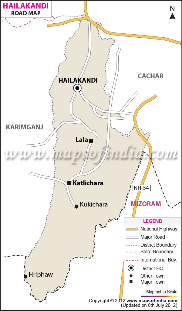 Road Map of Hailakandi 