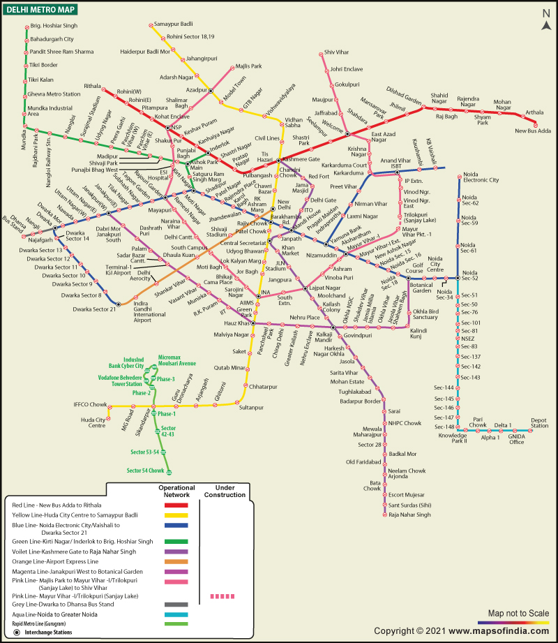 Pitampura Metro Station Route Delhi Metro Map - Complete Route Details Of Metro Map Delhi