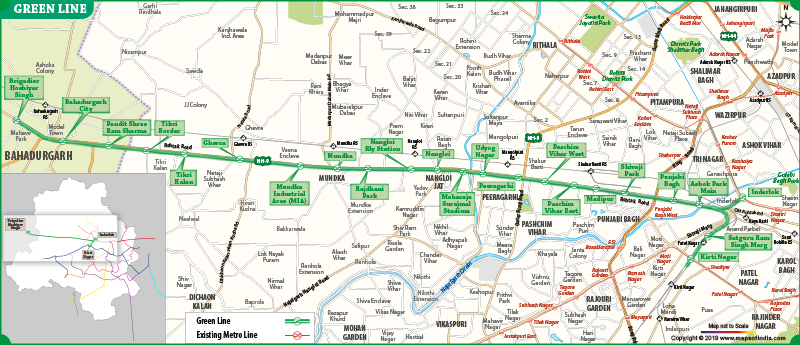 green line metro map Delhi Metro Green Line Map Inderlok Mundka green line metro map