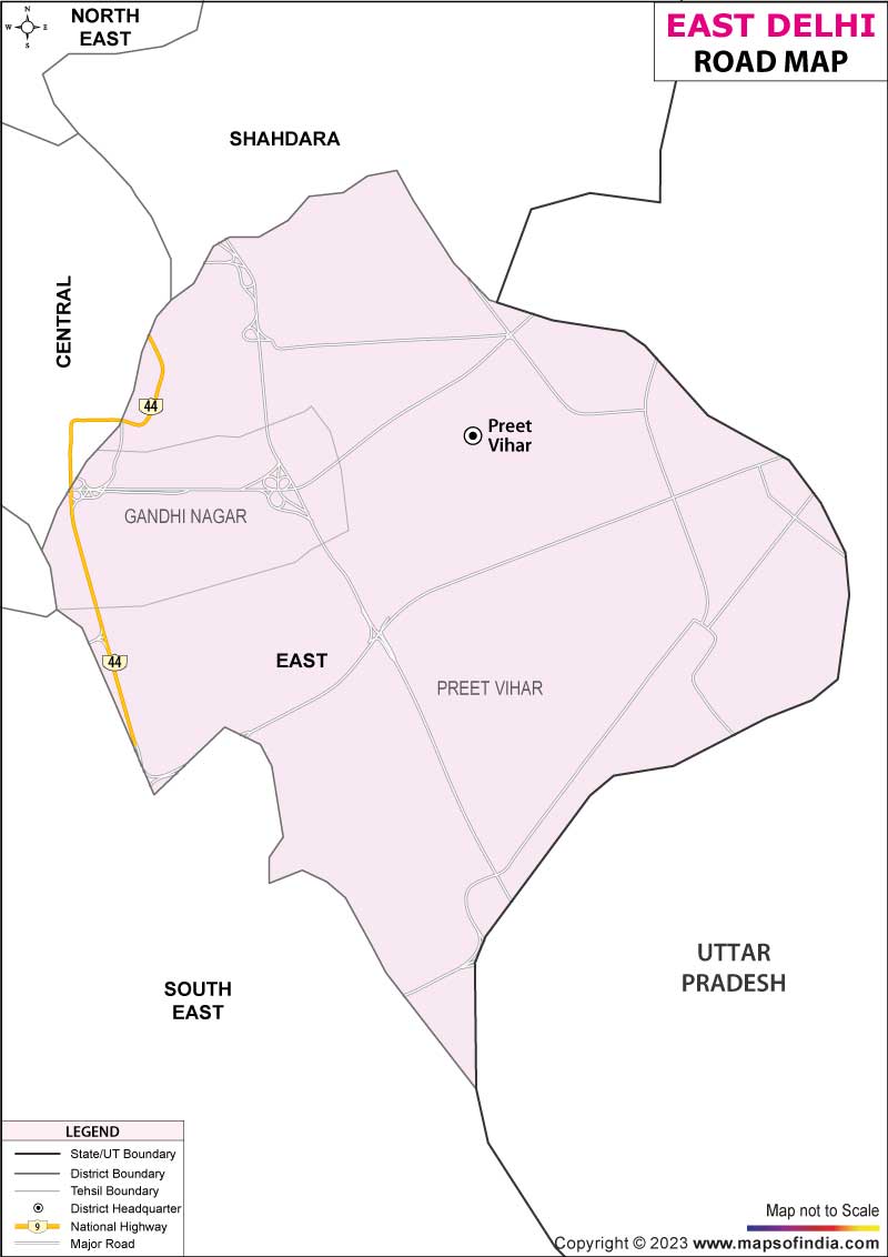 East-Delhi Road Map