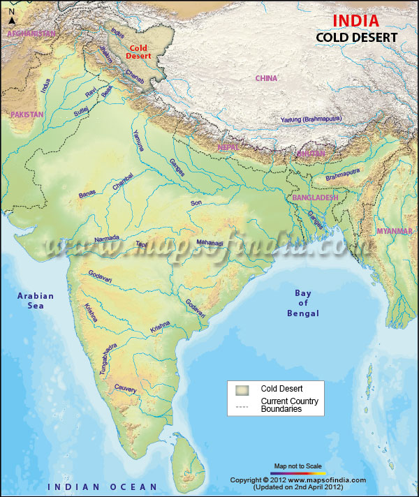 Cold Deserts in India, Cold Desert Map