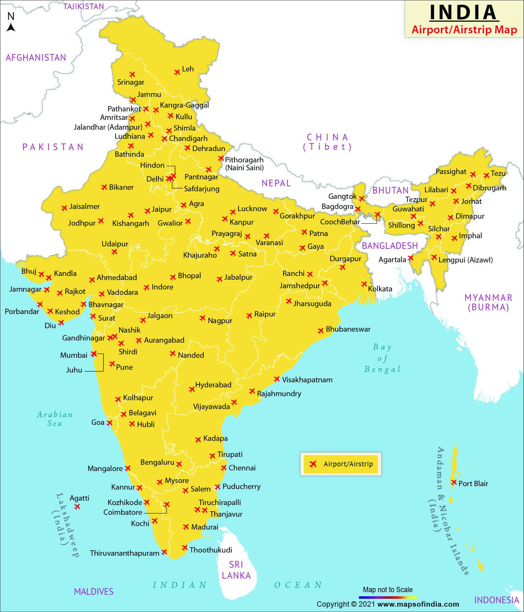 Airports in India, India Airports Map