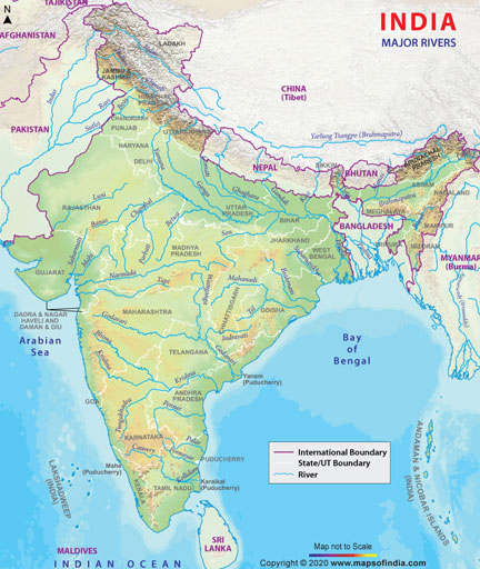 Yamuna River In India Map River Map Of India, India River System, Himalayan Rivers, Peninsular Rivers