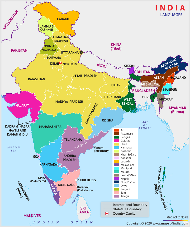 Language Map Of India Different Languages Spoken In India