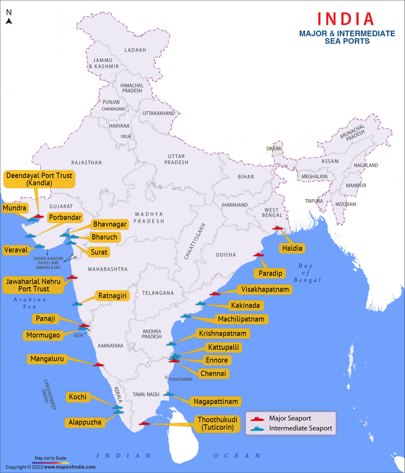 India Map Sea Ports 