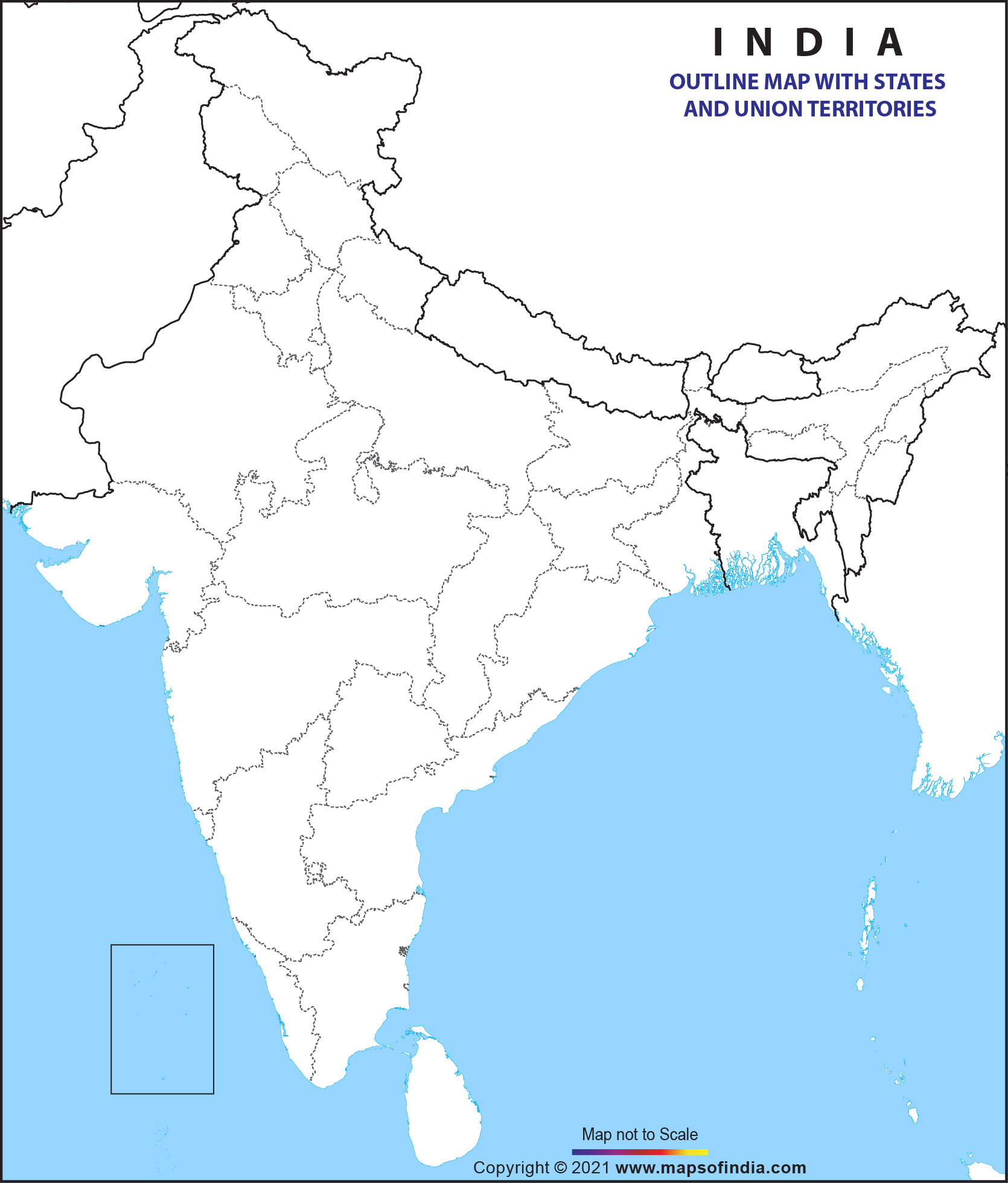Outline Map of India Enlarged View