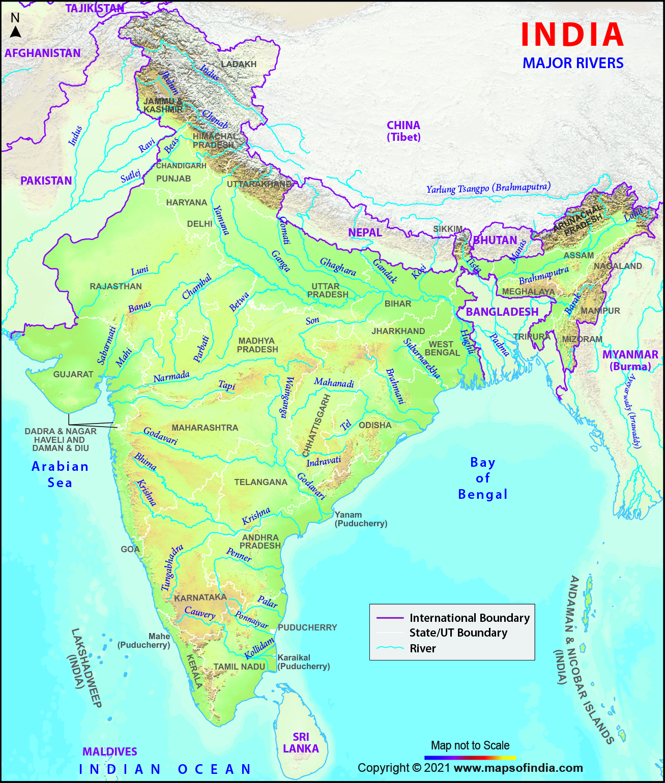 Map Of All Rivers In India River Map of India, India River System, Himalayan Rivers 