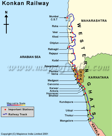 Konkan Road Map With Distance Konkan Railway Map