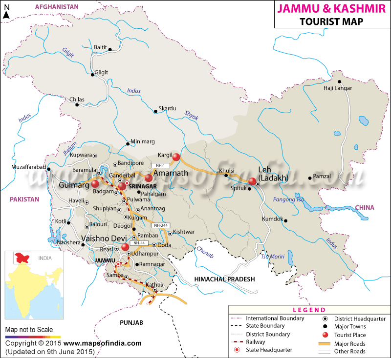 kashmir tourist place map