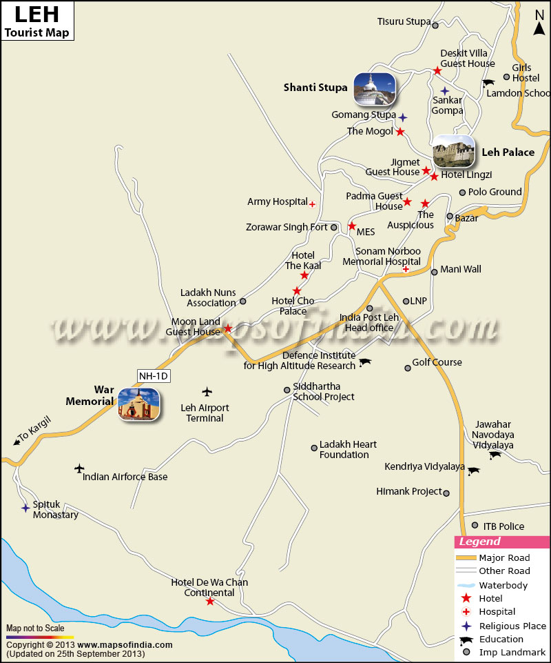 leh ladakh map for tourist