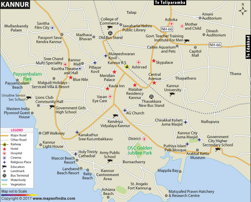 kannur tourist map