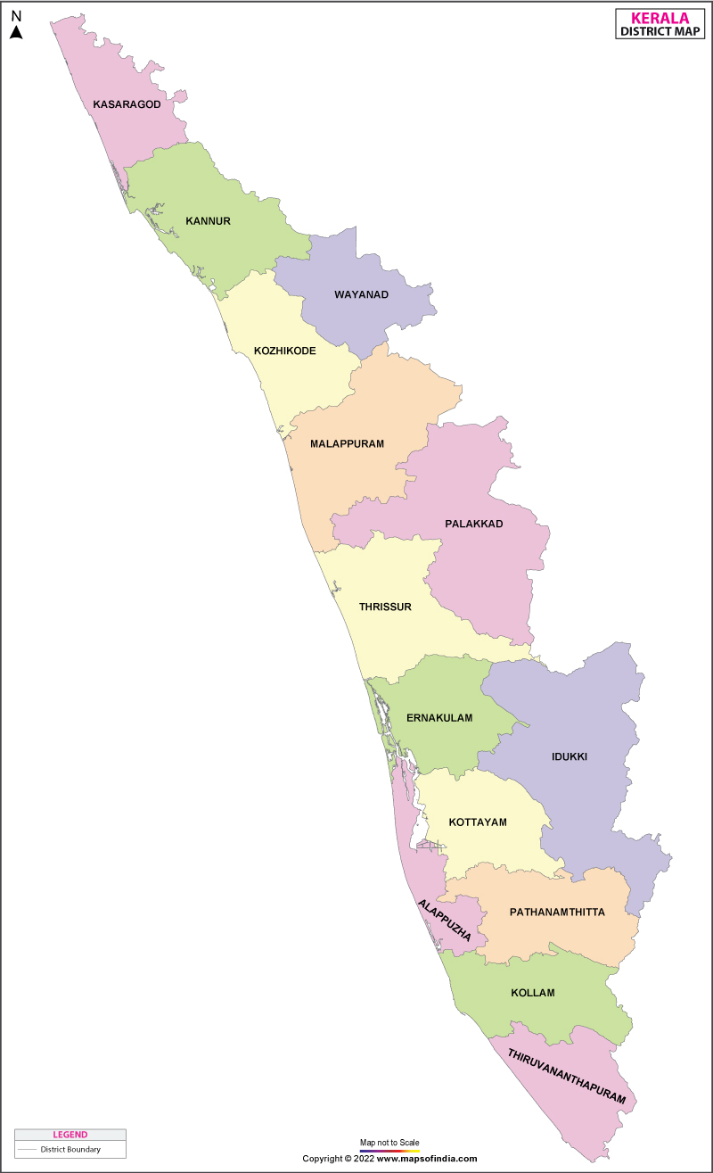 South Kerala Districts Map Kerala District Map