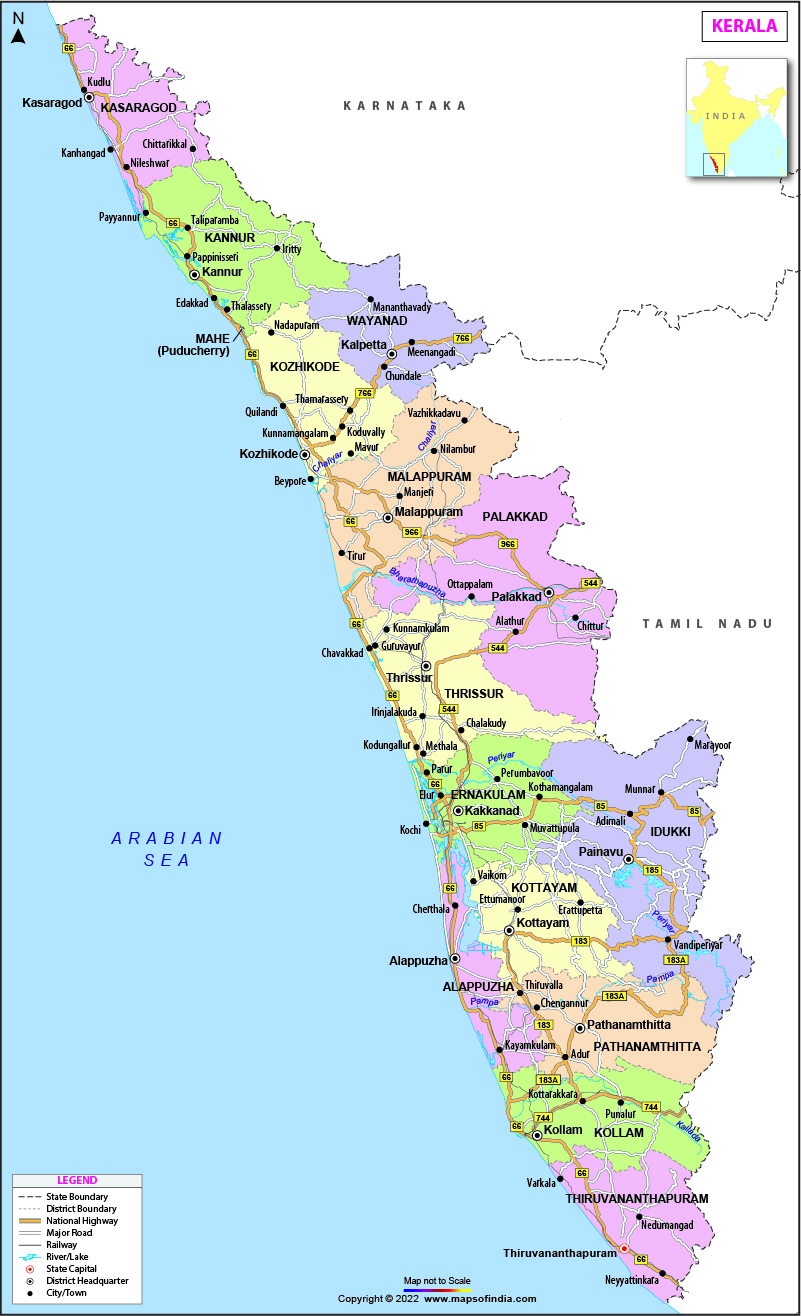 South Kerala Districts Map Kerala Map | Map Of Kerala - State, Districts Information And Facts