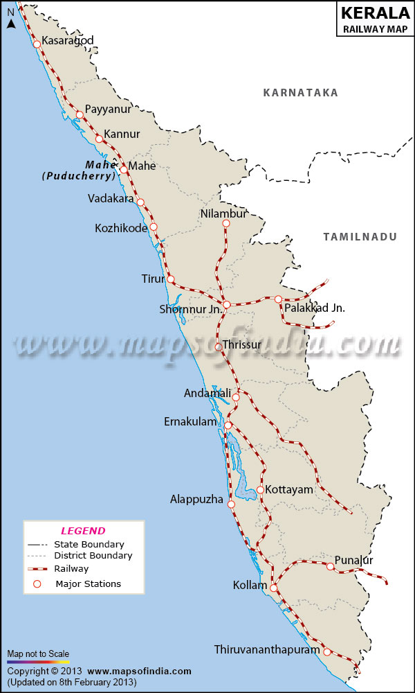 Gujarat To Kerala Train Route Map Kerala Rail Network Map