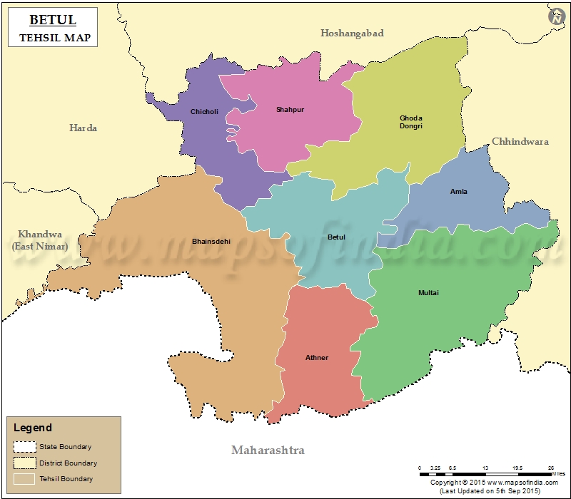 Betul Tehsil Map, Betul Tehsil List