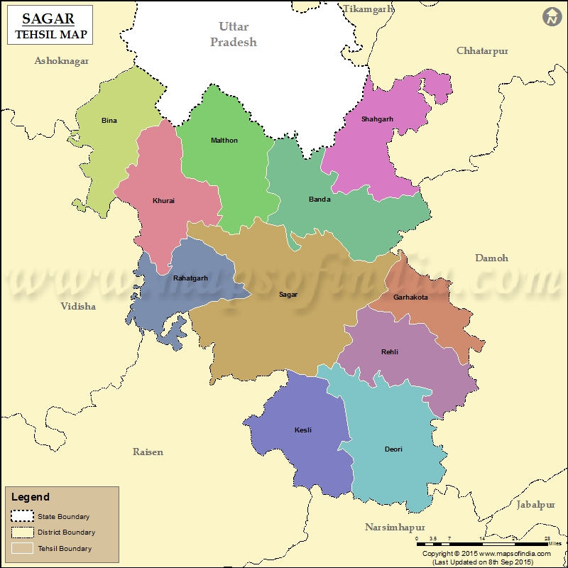 Sagar Tehsil Map, Sagar Tehsil List