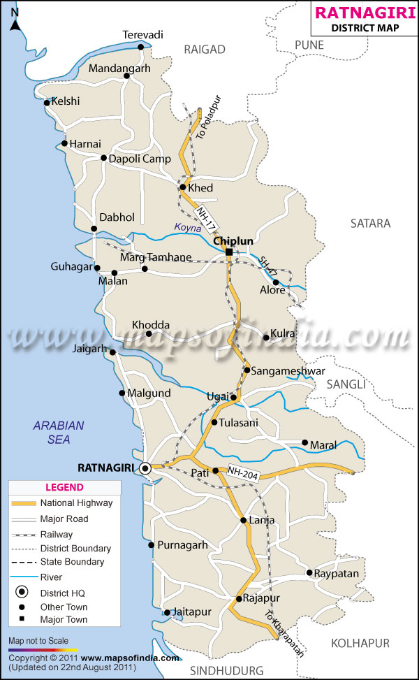 Konkan Road Map With Distance Ratnagiri District Map