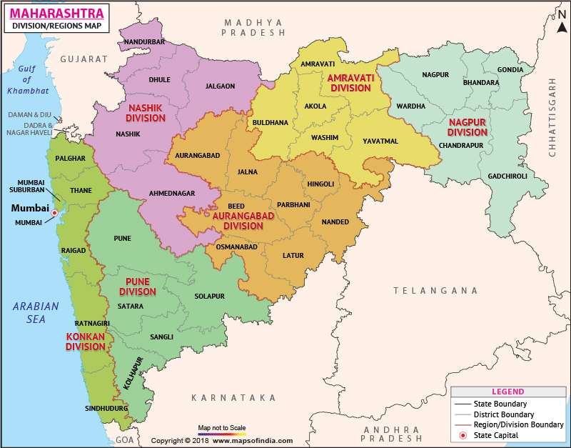 Maharashtra District Map, Maharashtra Political Map