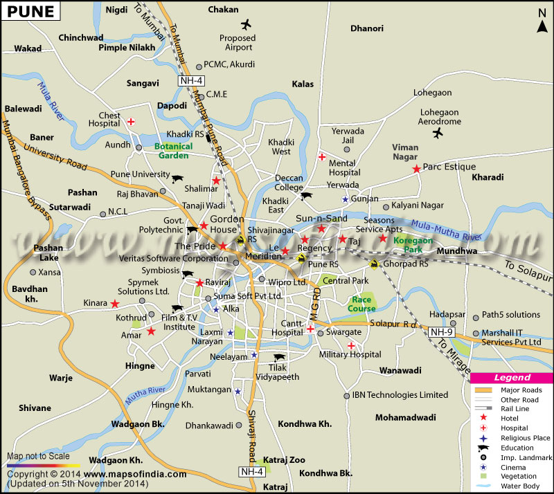 Pune City Map With Distance Pune Map, Maharashtra, City Information and Facts