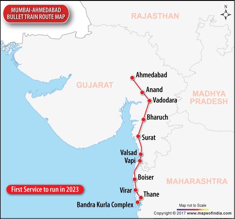 Gujarat To Kerala Train Route Map Route Map Of Mumbai To Ahmedabad Bullet Train