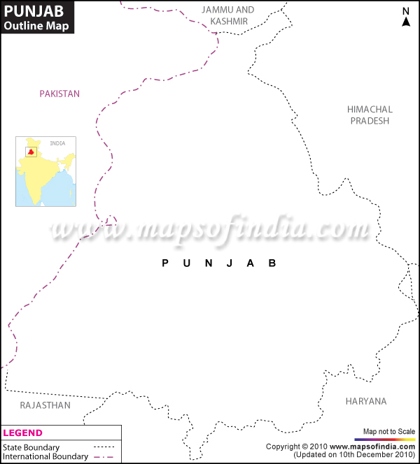 Punjab Outline Map, Blank Map of Punjab
