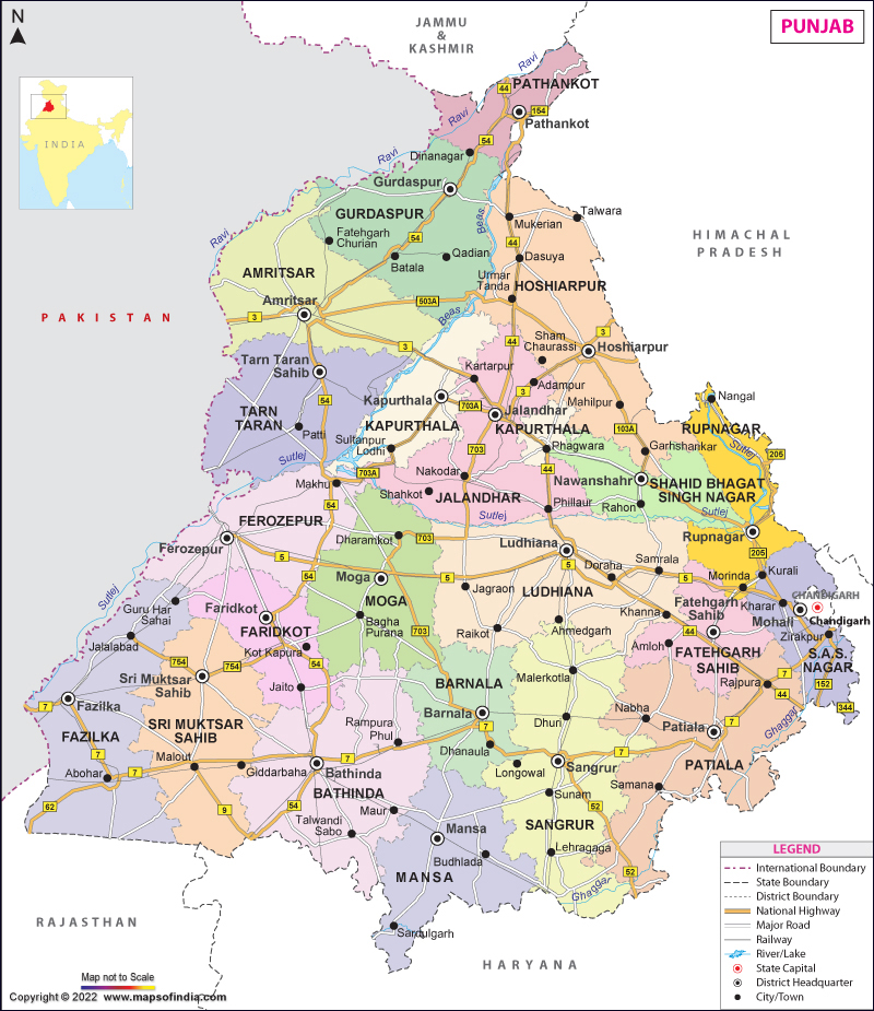political map of punjab Punjab Map State Information Districts And Facts political map of punjab
