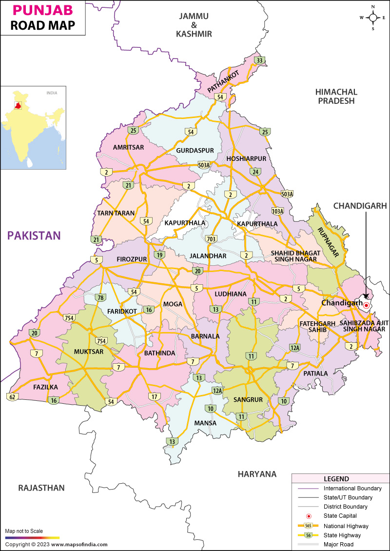 Punjab Road Map Download Punjab Road Map
