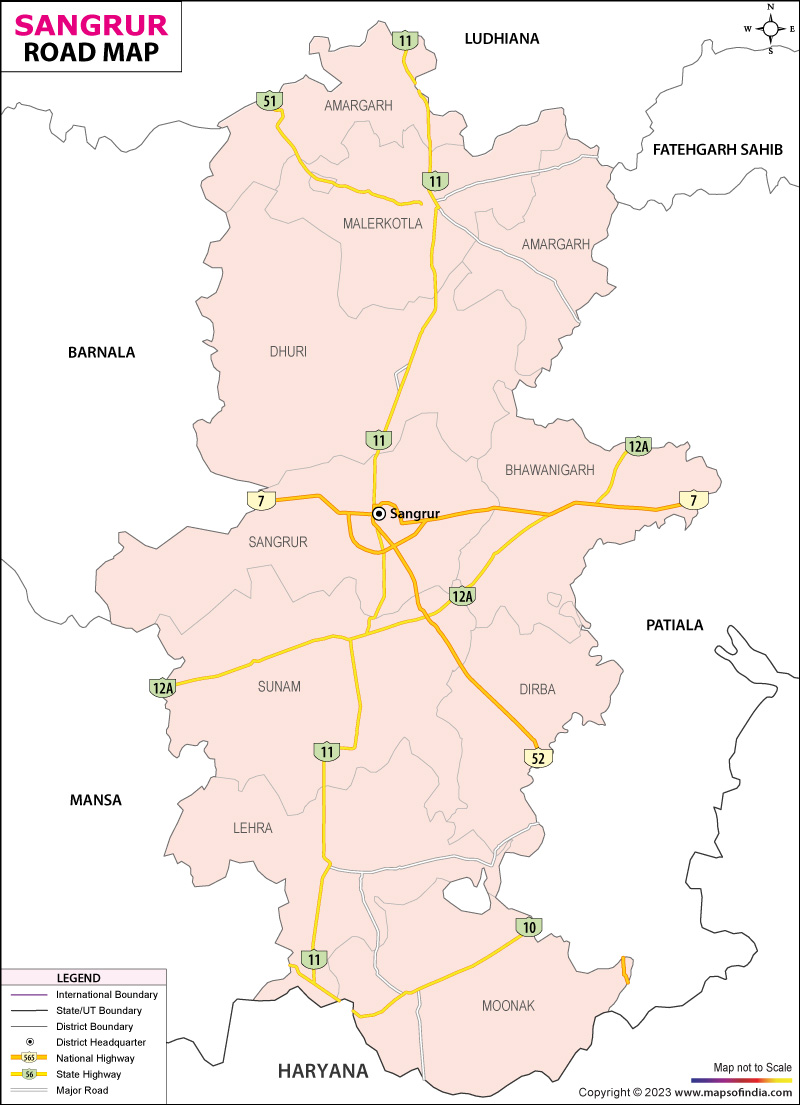 Road Map of Sangrur