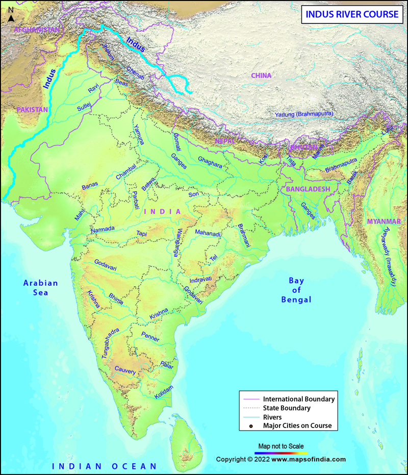 South India River Map Indus River, Indus River Map