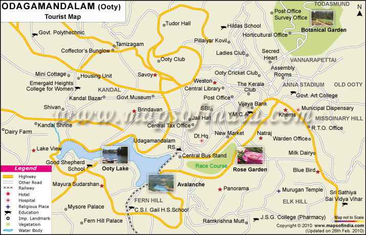 ooty map with tourist places