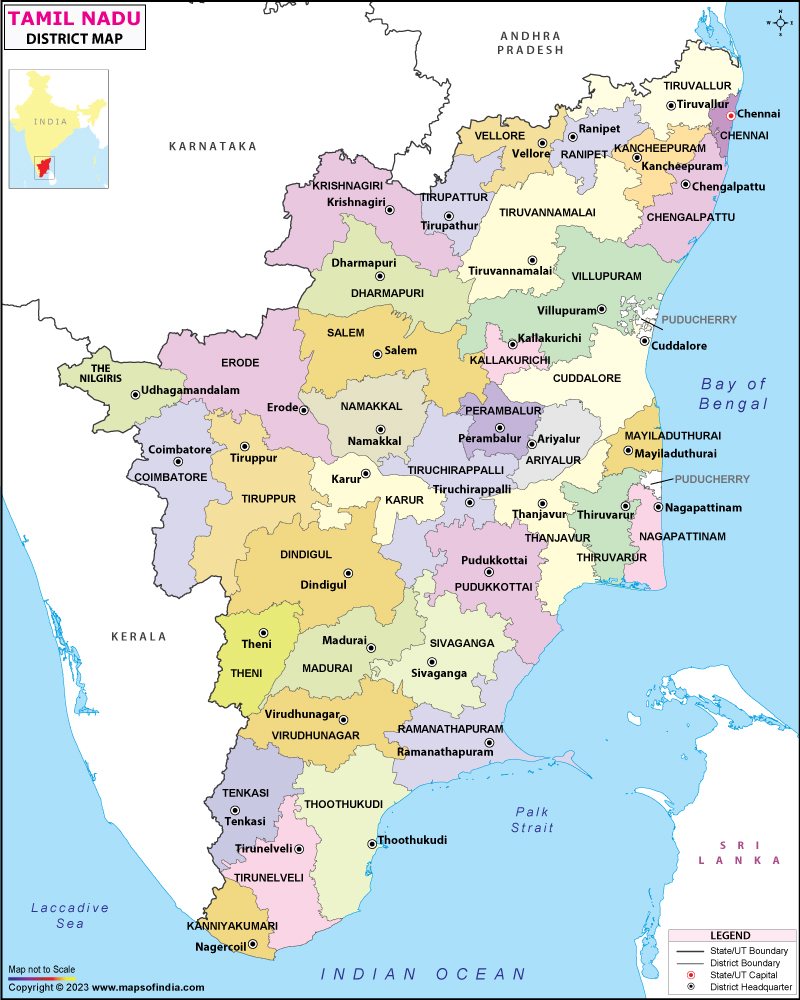 Map Of Tamil Nadu Tamil Nadu District Map