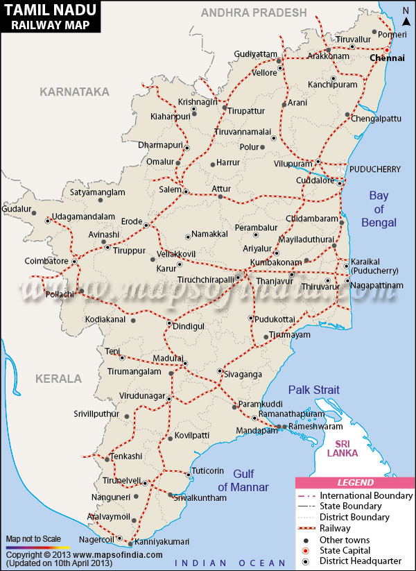 Train Map Of Tamilnadu Tamil Nadu Rail Network Map